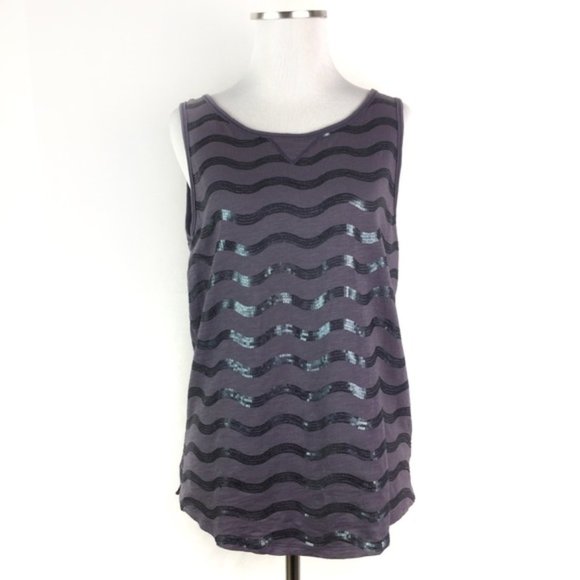 🤍Anthropologie White Sequin Striped Tank Top NWT, L - Picture 6 of 7